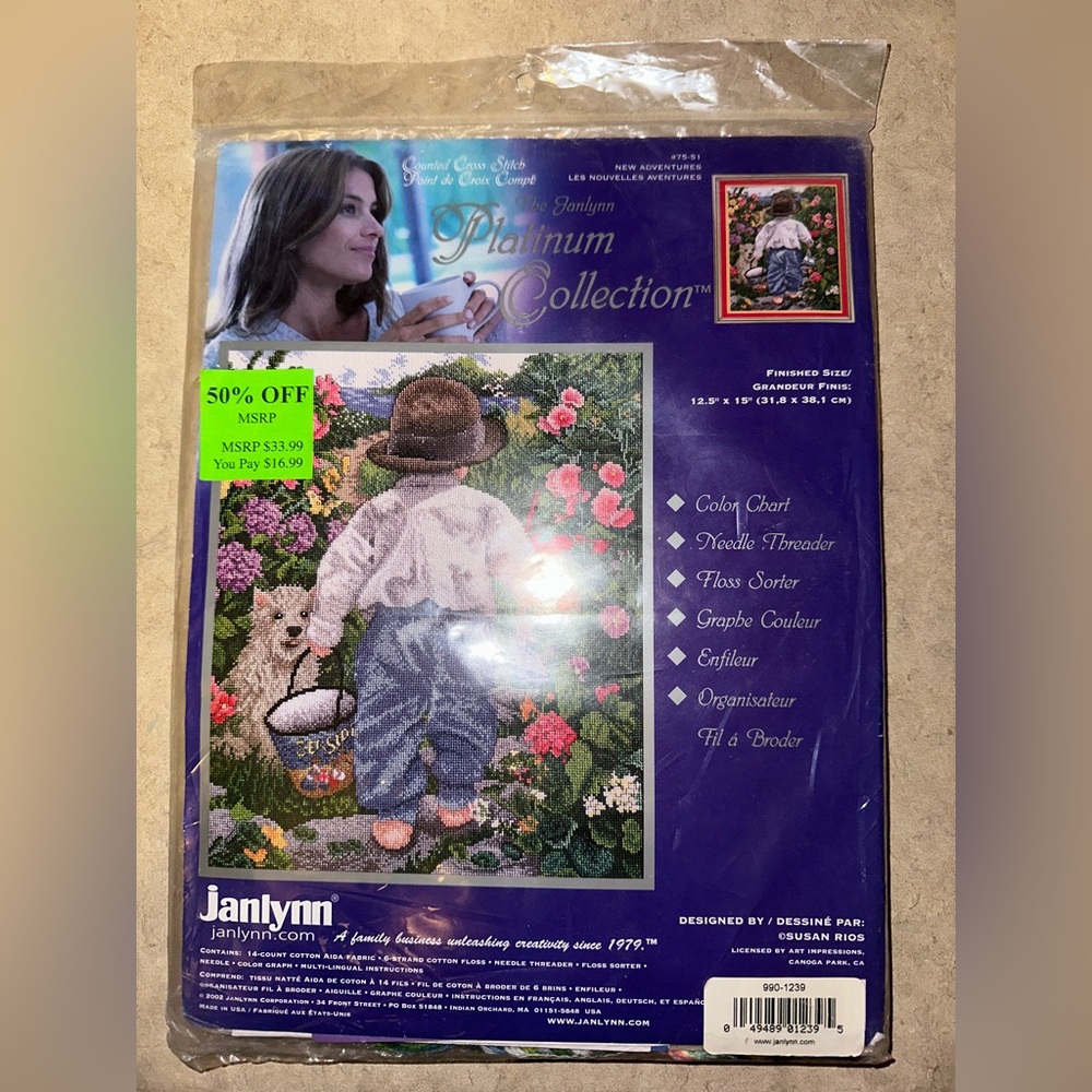 2002‎ JANLYNN PLATINUM COLLECTION  “NEW ADVENTURES” Counted Cross Stitch Kit